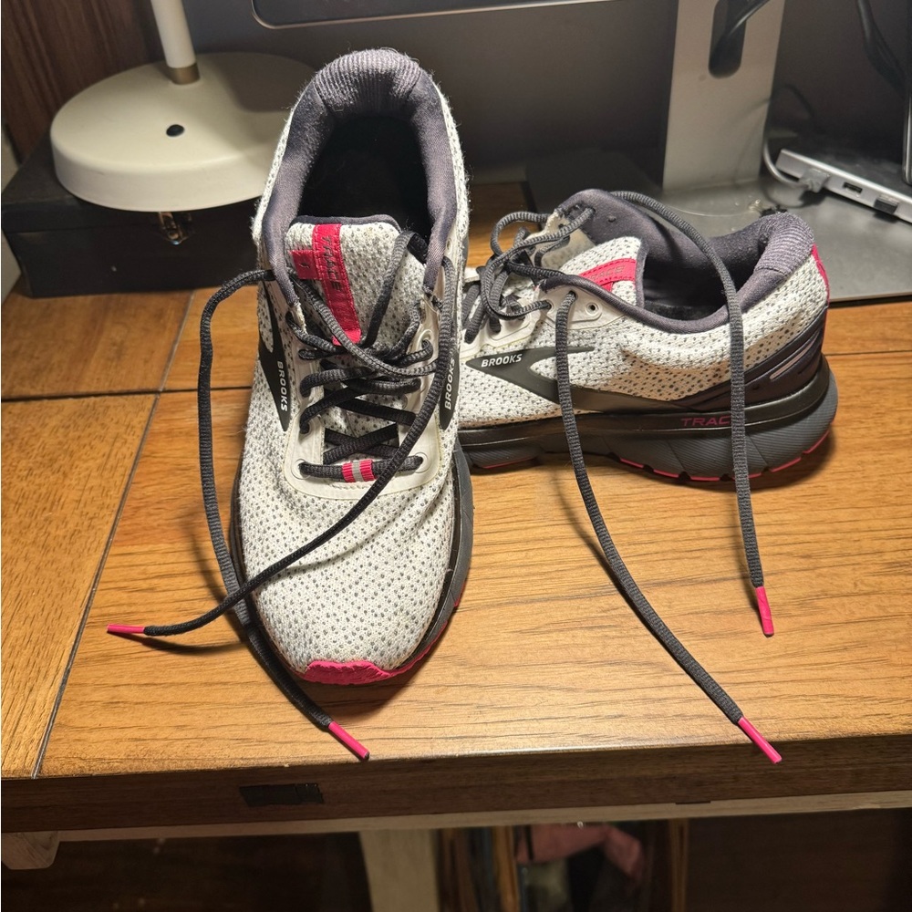 Brooks White and Gray Athletic Shoes